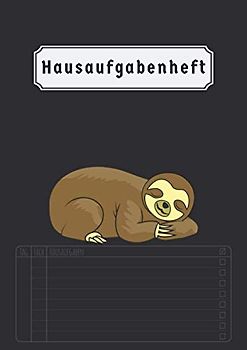 Hausaufgabenheft: Faultier Ohne Datum Aufgabenheft Grundschule Für Kinder Schwarz Din A4 50 Blatt Version 2020 2021