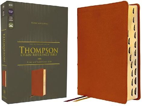 Esv, Thompson Chain-Reference Bible, Genuine Leather, Calfskin, Tan, Red Letter, Thumb Indexed