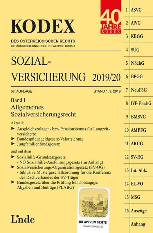 KODEX Sozialversicherung 2019/20, Band I