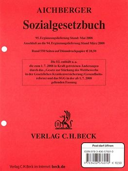 Sozialgesetzbuch. Mit Nebengesetzen, Ausführungs- und Verfahrensvorschriften / Sozialgesetzbuch  95. Ergänzungslieferung