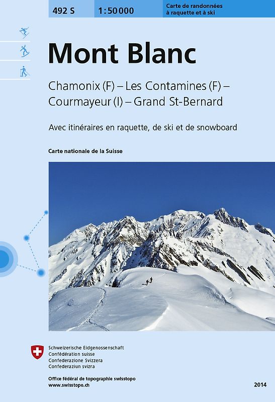 492S Mont Blanc Carte de randonnées à raquette et à ski