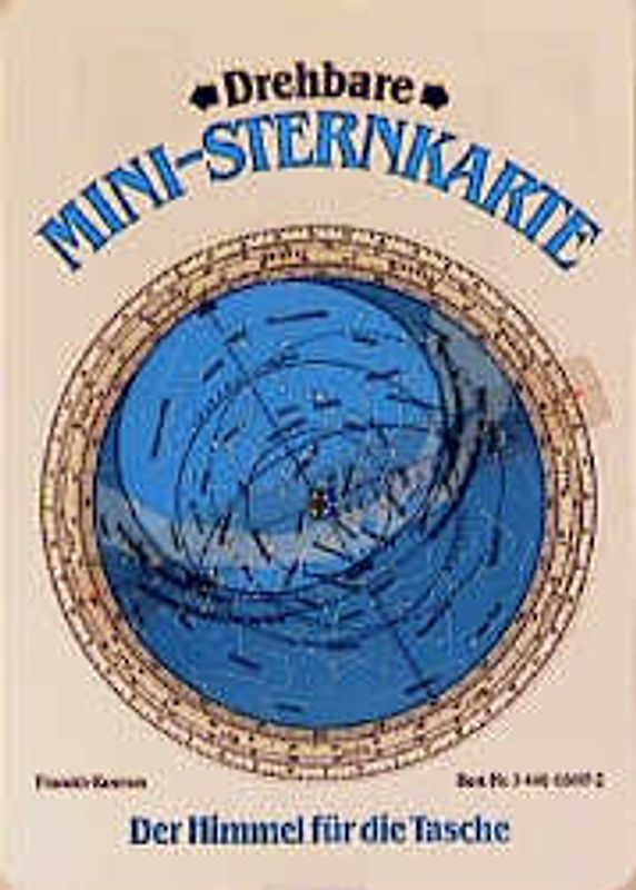 Drehbare Kosmos-Mini-Sternkarte mit Planetenzeiger. Drehbare Sternkarte des nördlichen Sternhimmels für 50⁰ geographische Breite, mit durchscheinendem Deckblatt und verstellbarem Zeiger