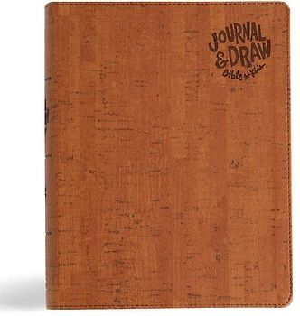 CSB Journal and Draw Bible for Kids, Brown Cork Leathertouch