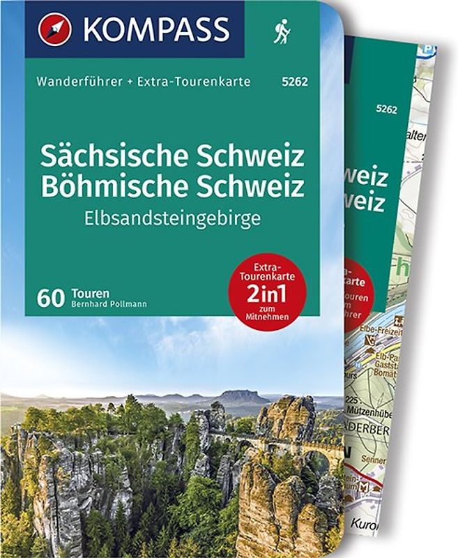 KOMPASS Wanderführer Sächsische Schweiz, Böhmische Schweiz, Elbsandsteingebirge, 60 Touren mit Extra-Tourenkarte
