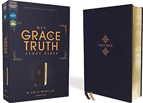 Niv, the Grace and Truth Study Bible (Trustworthy and Practical Insights), Leathersoft, Navy, Red Letter, Comfort Print