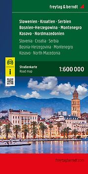 freytag & berndt Straßenkarte Slowenien - Kroatien - Serbien - Bosnien-Herzegowina - Montenegro - Kosovo - Nordmazedonien 1:600.000