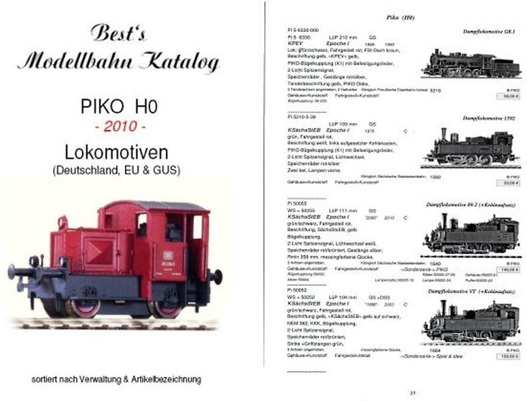 Best`s Modellbahn Katalog PIKO H0 Lokomotiven 2010  = Vergriffen