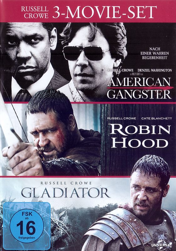 American Gangster / Robin Hood / Gladiator [3 DVDs, 3 Movie Set] DVD