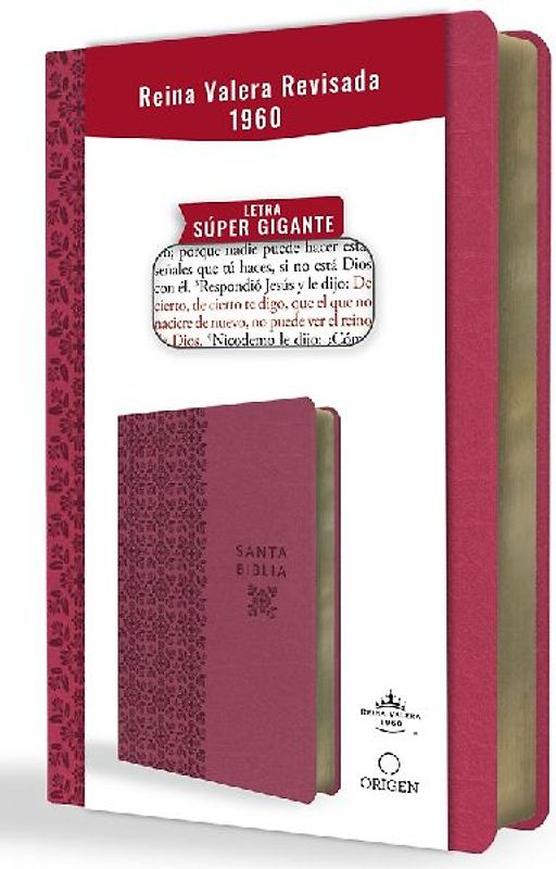 Biblia Reina Valera Revisada 1960 Letra Súper Gigante, Símil Piel Fucsia Rosada / Spanish Bible Rvr 1960 Super Giant Print, Fuchsia Pink Leathersoft