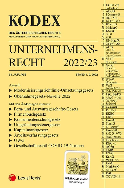 KODEX Unternehmensrecht 2022/23 - inkl. App