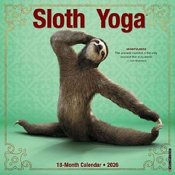 Sloth Yoga 2026 12 X 12 Wall Calendar