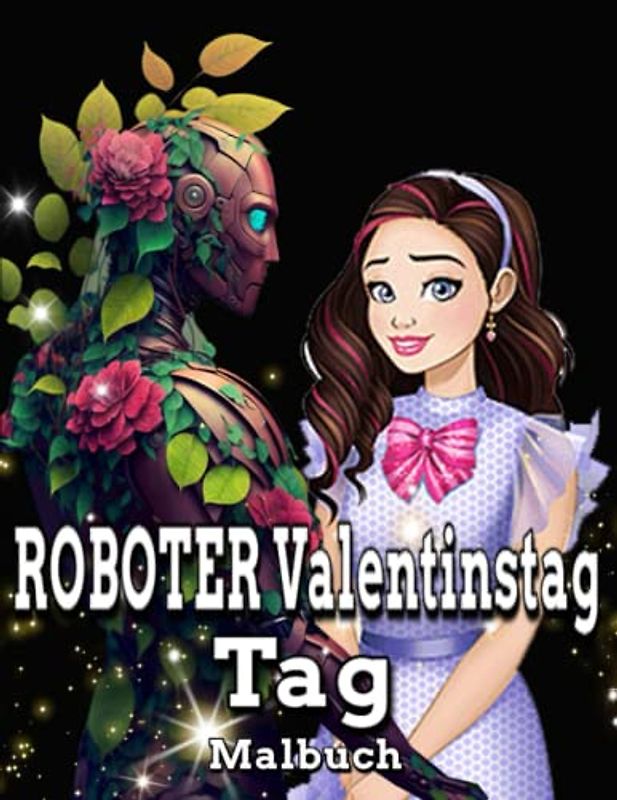 Roboter Valentinstag Tag Malbuch: Wunderschönes Roboter-Malbuch zum Valentinstag für Erwachsene / hübscher Roboter mit Frauen-Malvorlagen / achtsame ... hilfreich bei Angst und Stressabbau