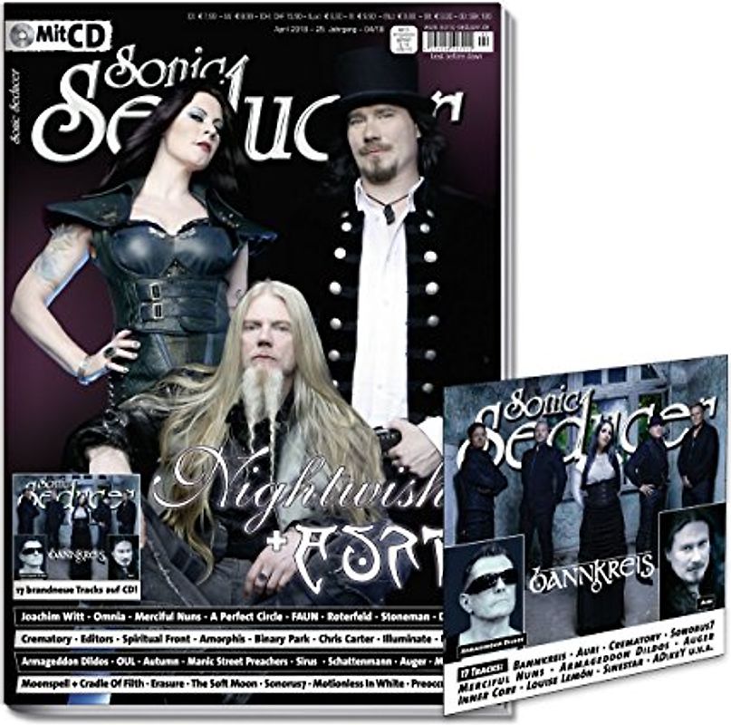Sonic Seducer 04-2018 mit Nightwish & Auri Titelstory + CD mit 17 Tracks, Bands: Joachim Witt, Bannkreis, Crematory, Editors, Unheilig u.v.m.