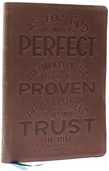 NKJV, Thinline Bible, Verse Art Cover Collection, Genuine Leather, Brown, Red Letter, Comfort Print