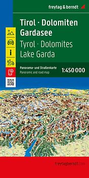Tirol - Dolomiten - Gardasee - Panorama, Straßenkarte 1:450.000, freytag & berndt