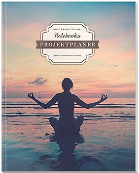 DÉKOKIND Projektplaner | DIN A4, 100+ Seiten, Register, Kontakte, Vintage Softcover | Für über 50 Projekte geeignet| Motiv: Yogaübung