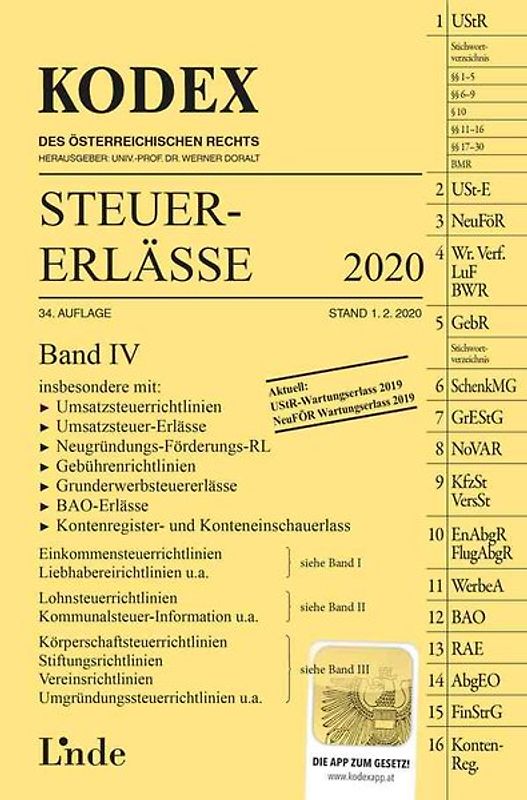 KODEX Steuer-Erlässe 2020, Band IV