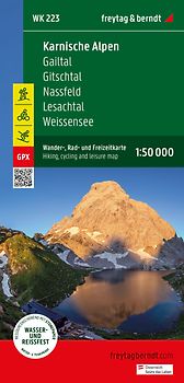 freytag & berndt Wanderkarte WK 223 Karnische Alpen, Gailtal - Gitschtal - Nassfeld - Lesachtal - Weissensee 1:50.000