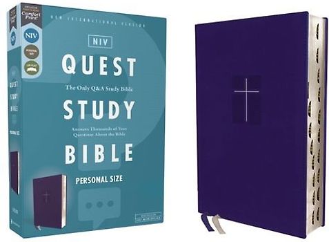 Niv, Quest Study Bible, Personal Size, Leathersoft, Blue, Thumb Indexed, Comfort Print