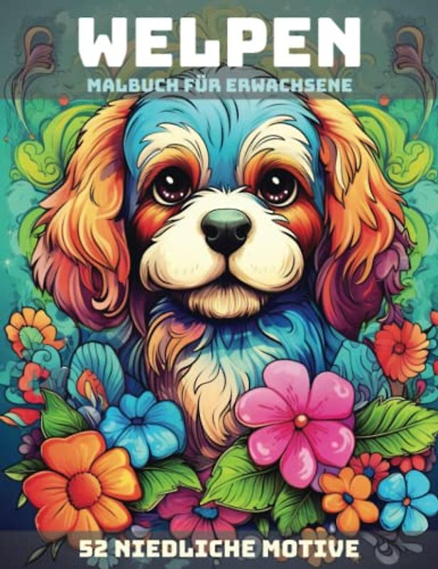 Entzückende Welpen: Ein liebevolles Malbuch für Erwachsene mit 52 niedlichen Motiven: Entspannung und Stressabbau