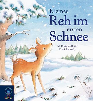 Kleines Reh im ersten Schnee