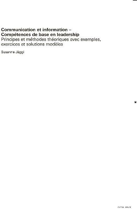 Communication et information – Compétences de base en leadership