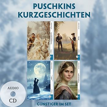 4 Puschkins Kurzgeschichten (4 Bücher + Audio-CDs) - Frank-Lesemethode - Kommentierte zweisprachige Ausgabe Russisch-Deutsch