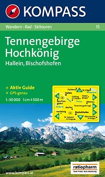 Tennengebirge - Hochkönig - Hallein - Bischofshofen. Wanderkarte mit Tourenführer, Skitouren und Radrouten. GPS-genau. 1:50000