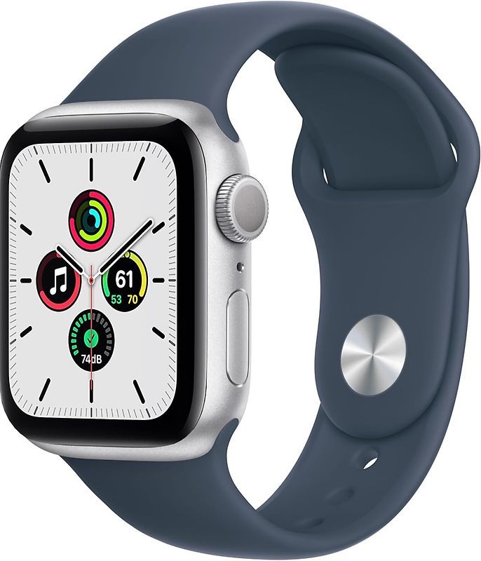 Apple Watch SE 40 mm boîter aluminium argent et bracelet sport bleu orage [Wi-Fi]