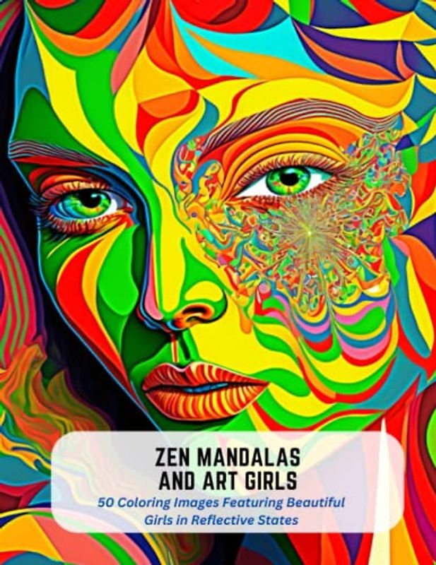 Zen Mandalas and Art Girls: 50 Coloring Images Featuring Beautiful Girls in Reflective States