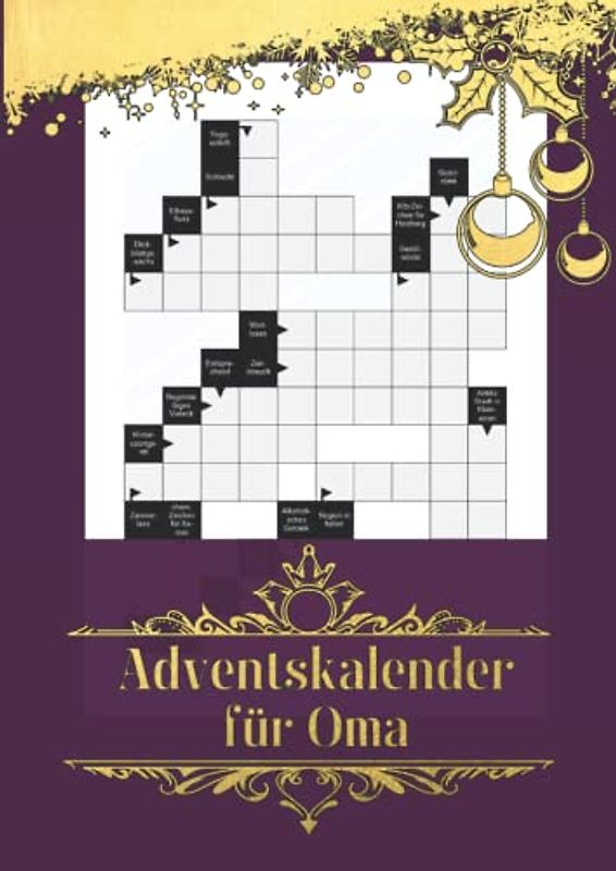 Adventskalender für Oma: Kreuzworträtsel im Edlen Design für die beste Oma der Welt | Das Rätselheft für die Weihnachtszeit