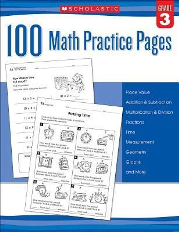 100 Math Practice Pages: Grade 3