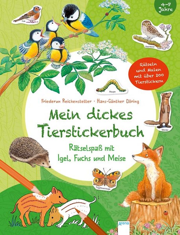 Mein dickes Tierstickerbuch. Rätselspaß mit Igel, Fuchs und Meise
