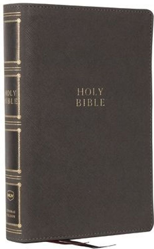 Nkjv, Compact Center-Column Reference Bible, Gray Leathersoft, Red Letter, Comfort Print