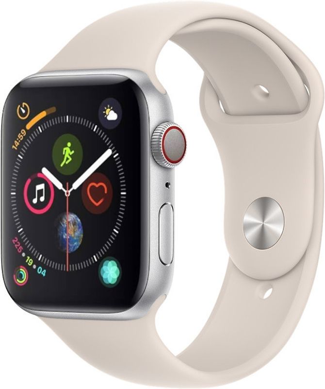 Apple Watch Series 4 44 mm boîtier en aluminium argent avec Bracelet Sport lumière stellaire [Wifi+Cellular]