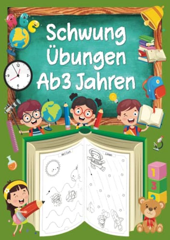 Schwungübungen ab 3 Jahren: Übungsheft mit erste Schwünge, zur Förderung der Feinmotorik, Konzentration und Hand-Auge Koordination. Perfekt geeignet ... um Schreiben, Zeichnen und Lesen zu lernen.