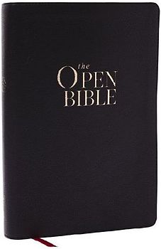 The Open Bible: Read and Discover the Bible for Yourself (Kjv, Black Leathersoft, Red Letter, Comfort Print, Thumb Indexed)