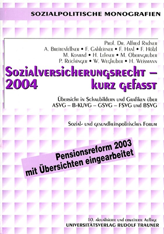 Sozialversicherungsrecht 2004 - kurz gefasst