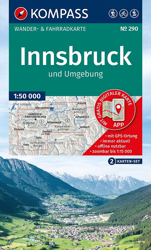KOMPASS Wanderkarten-Set 290 Innsbruck und Umgebung (2 Karten) 1:50.000