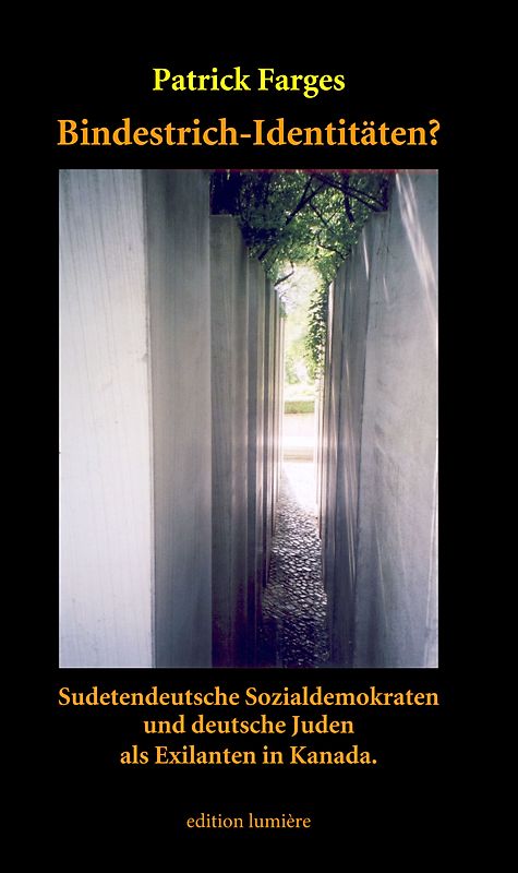 Bindestrich-Kanadier? Sudetendeutsche Sozialdemokraten und deutsche Juden als Exilanten in Kanada. Studie zu Akkulturationsprozessen nach 1933 auf der Grundlage ihrer Selbstzeugnisse und Presse.