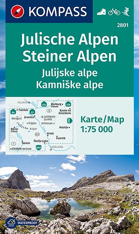 KOMPASS Wanderkarte Julische Alpen/Julijske alpe, Steiner Alpen/Kamniske alpe