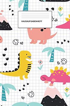 Hausaufgabenheft: Das Hausaufgabenheft für Grundschule und Co. mit tollen Tiermotiven, Softcover, Motiv: Süße Dinos