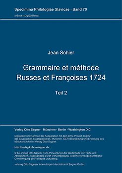 Grammaire et méthode Russes et Françoises 1724. Teil 2