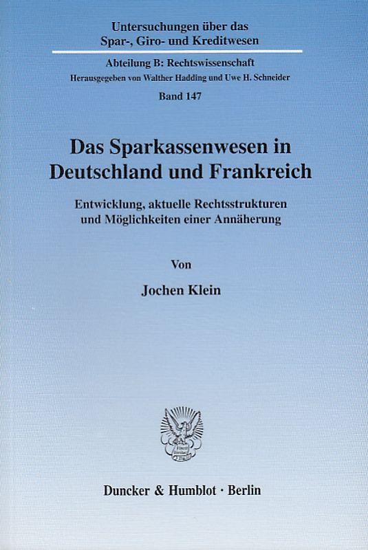 Das Sparkassenwesen in Deutschland und Frankreich.