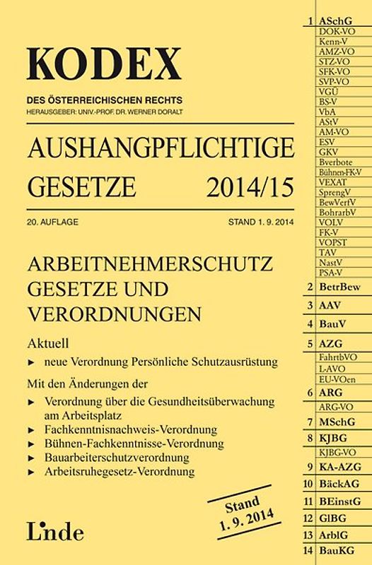 KODEX Aushangpflichtige Gesetze 2014/15