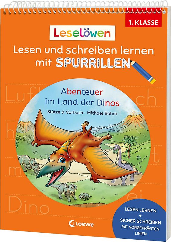 Leselöwen - Lesen und schreiben lernen mit Spurrillen - Abenteuer im Land der Dinos