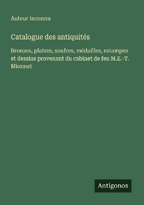 Catalogue des antiquités