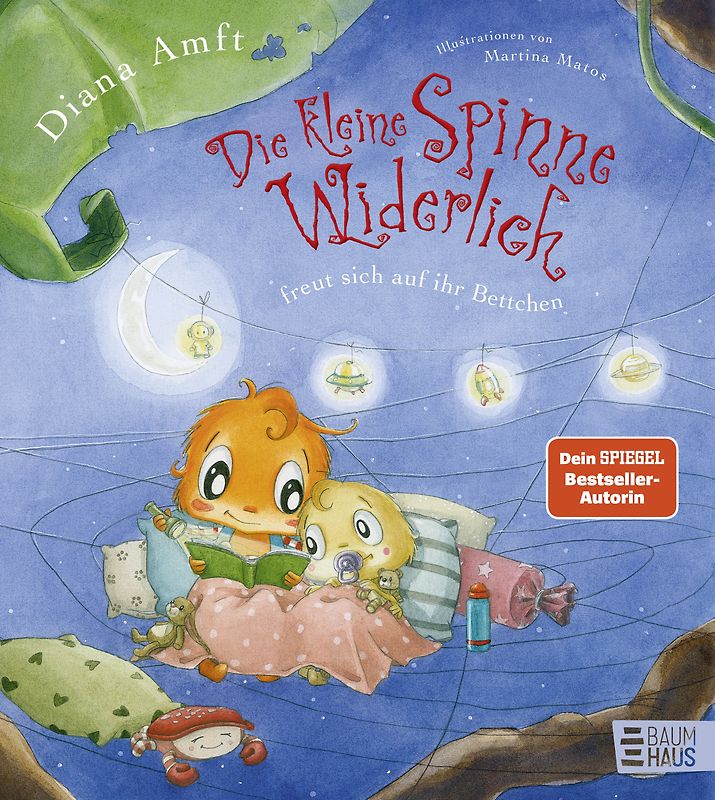 Die kleine Spinne Widerlich freut sich auf ihr Bettchen