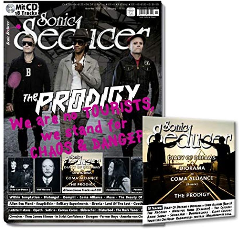 Sonic Seducer 11-2018 + Titelstory The Prodigy + 18-Track CD mit teils exkl. Songs, im Mag: Dead Can Dance, Evanescence, Project Pitchfork, VNV Nation, Within Temptation, Lord Of The Lost