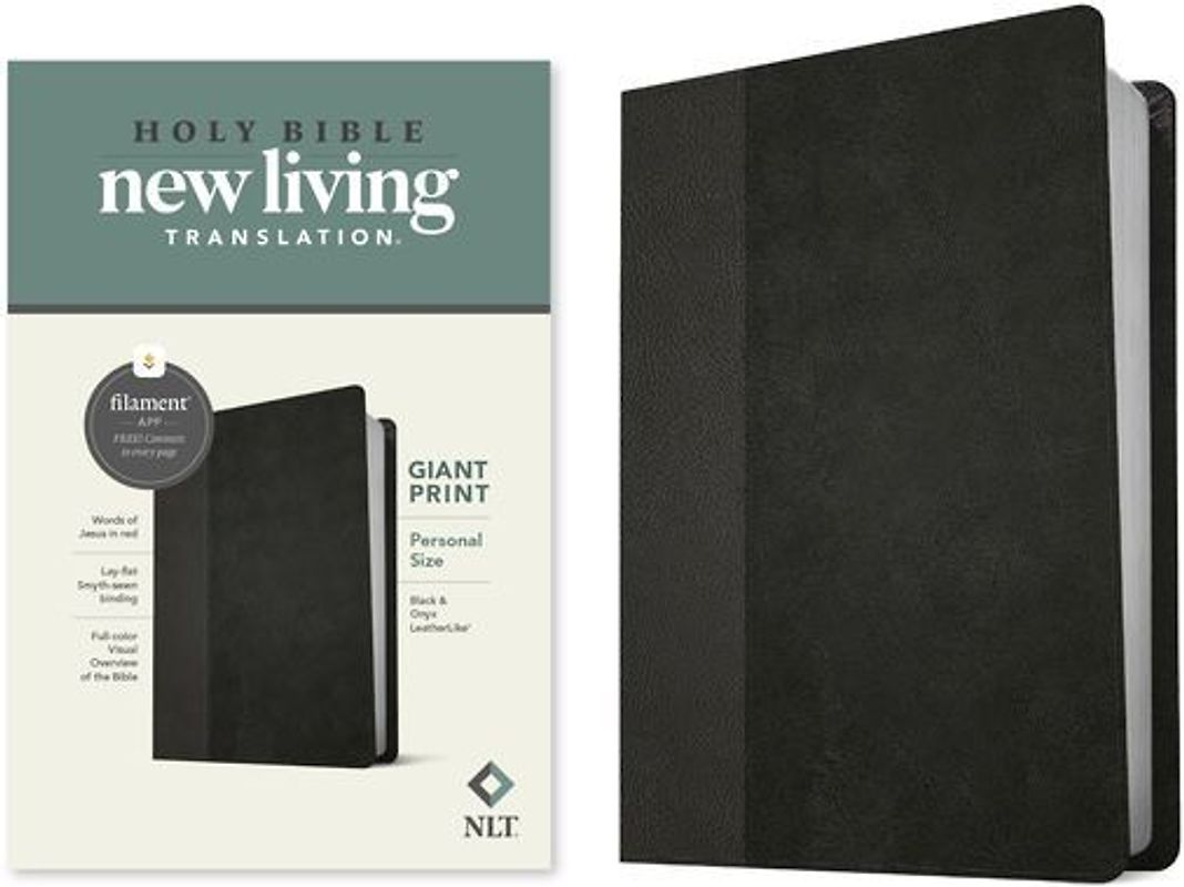 NLT Personal Size Giant Print Bible, Filament Enabled Edition (Red Letter, Leatherlike, Black/Onyx)